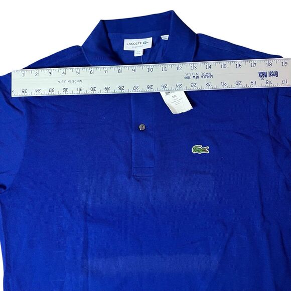 Lacoste Polo Shirt Mens Large Blue Cotton Short Sleeve Logo DIY Repair Flawed - Picture 8 of 11